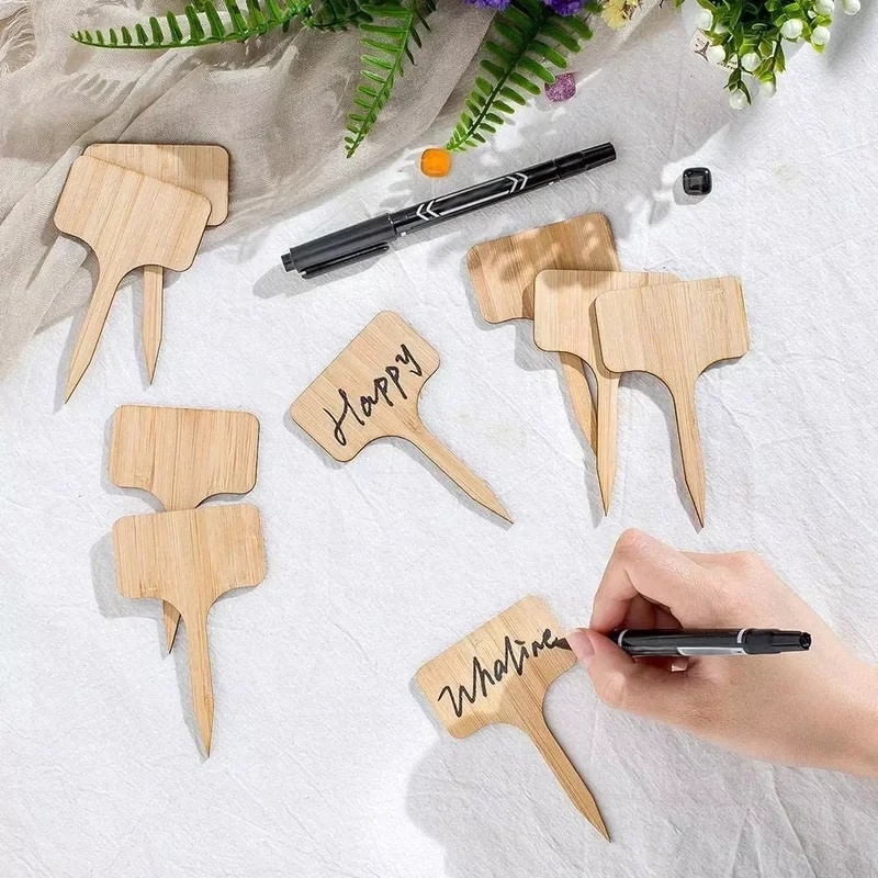 Gardening Tools Labeled - 10-60PCS T-Type Bamboo Plant Labels Eco-Friendly