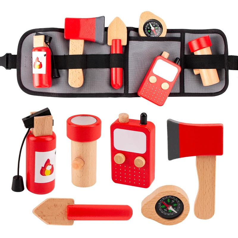 Gardening Tools Kids Set - Wooden Kids Simulation Tool Firefighter Waist
