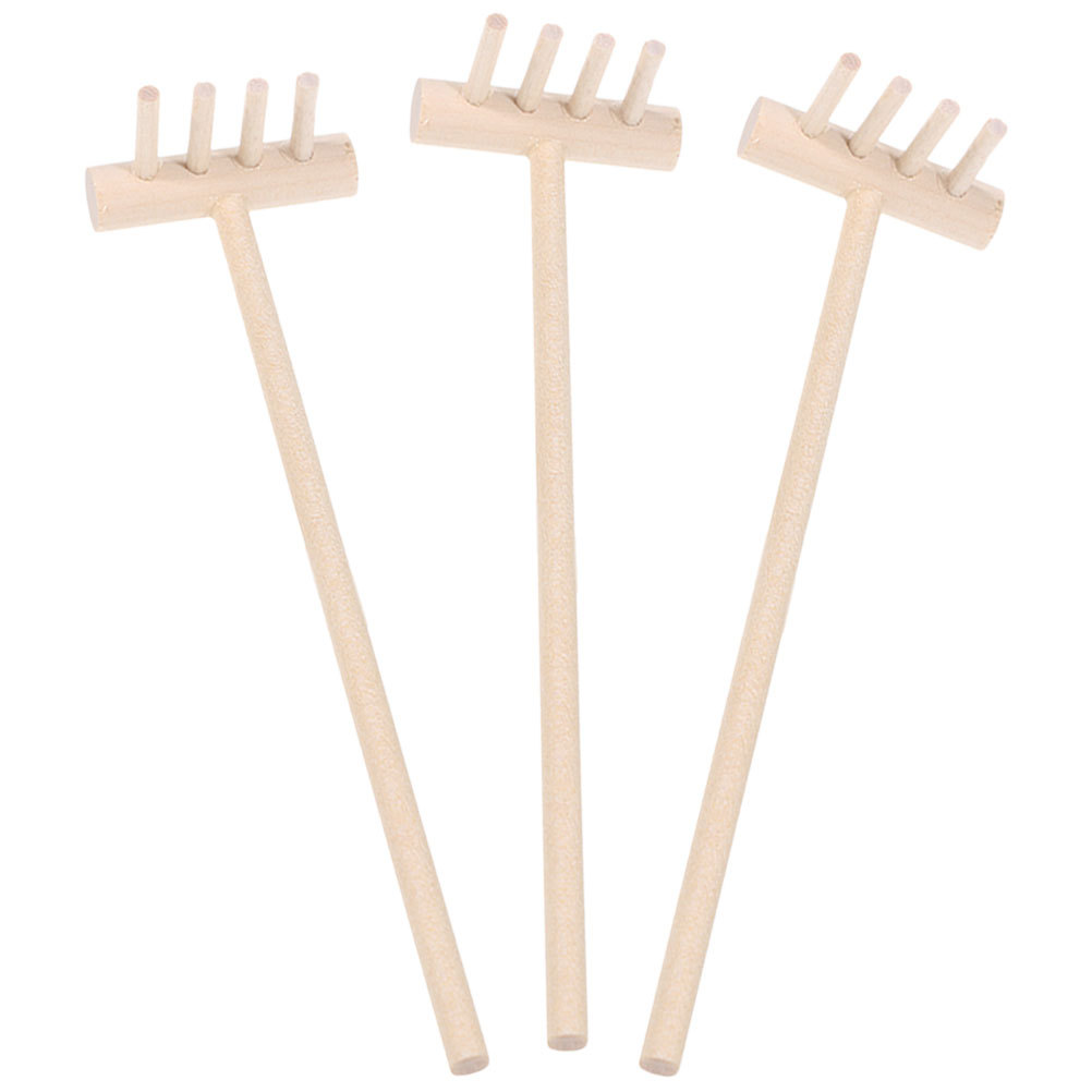 3pcs Bamboo Mini Rake Set For  - Zen Gardening Tools ulasan dan harga