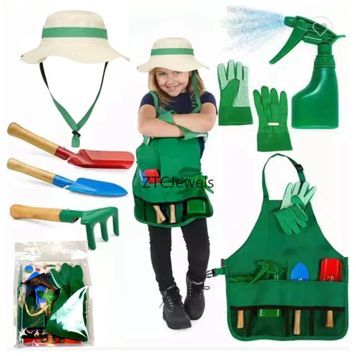 Kids Garden Apron Tool Set wit - Gardening Tools Kids Set ulasan dan harga