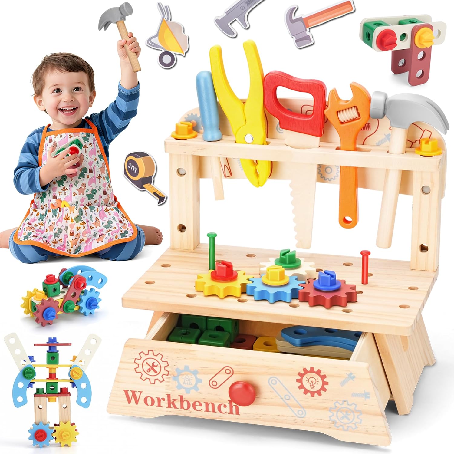 Wooden Tool Bench for Kids,Mon - Gardening Tools Kids Set ulasan dan harga