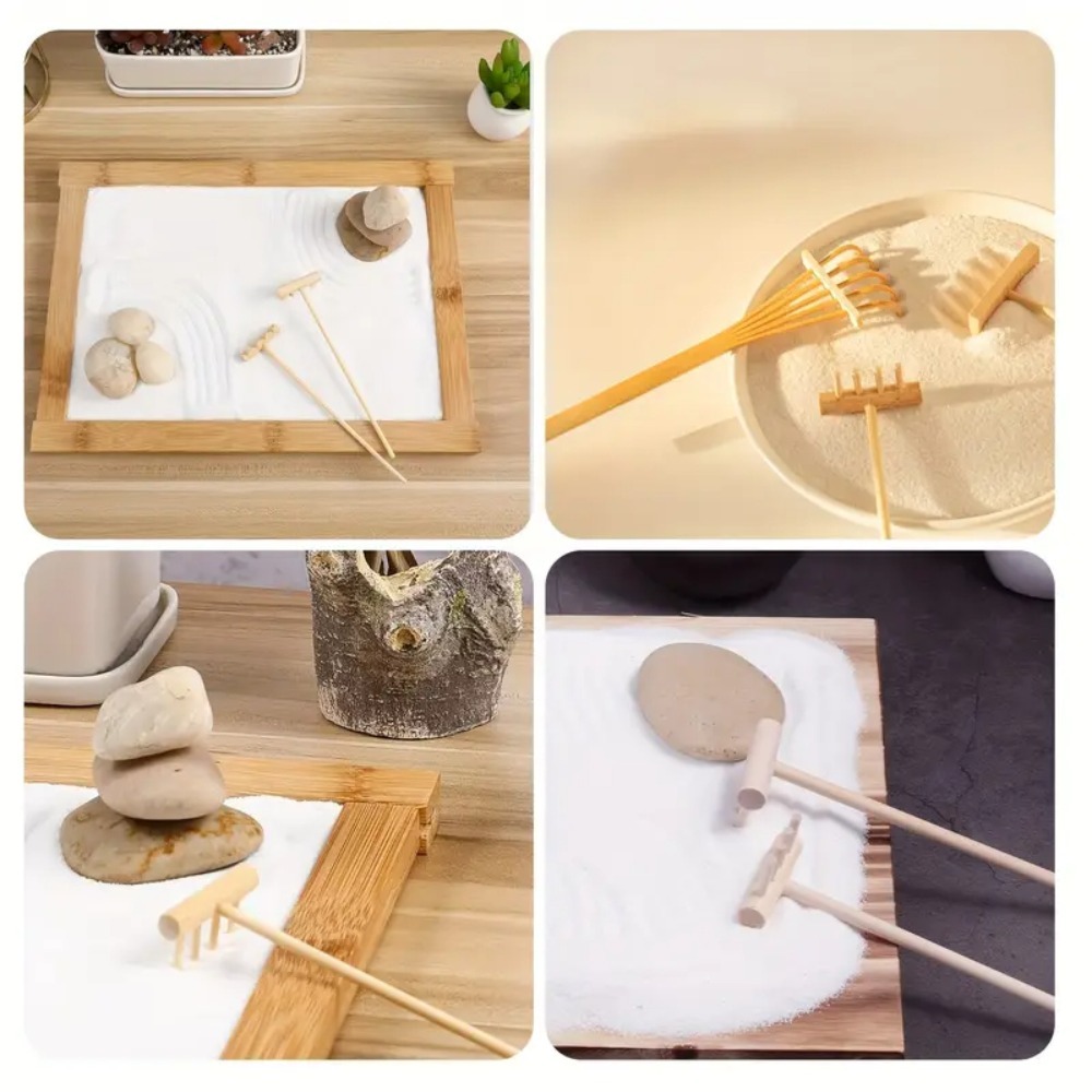 6pcs Mini Bamboo Rake Set for  - Zen Gardening Tools ulasan dan harga
