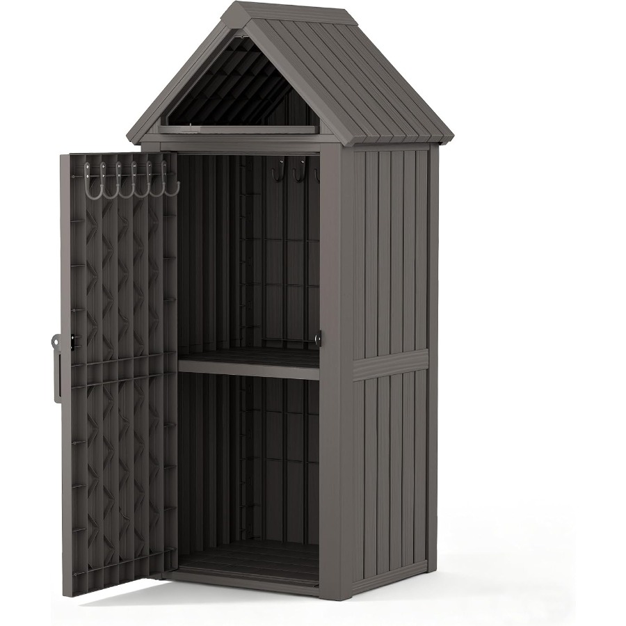 Vertical Outdoor Storage Shed: - Gardening Tools B&M ulasan dan harga